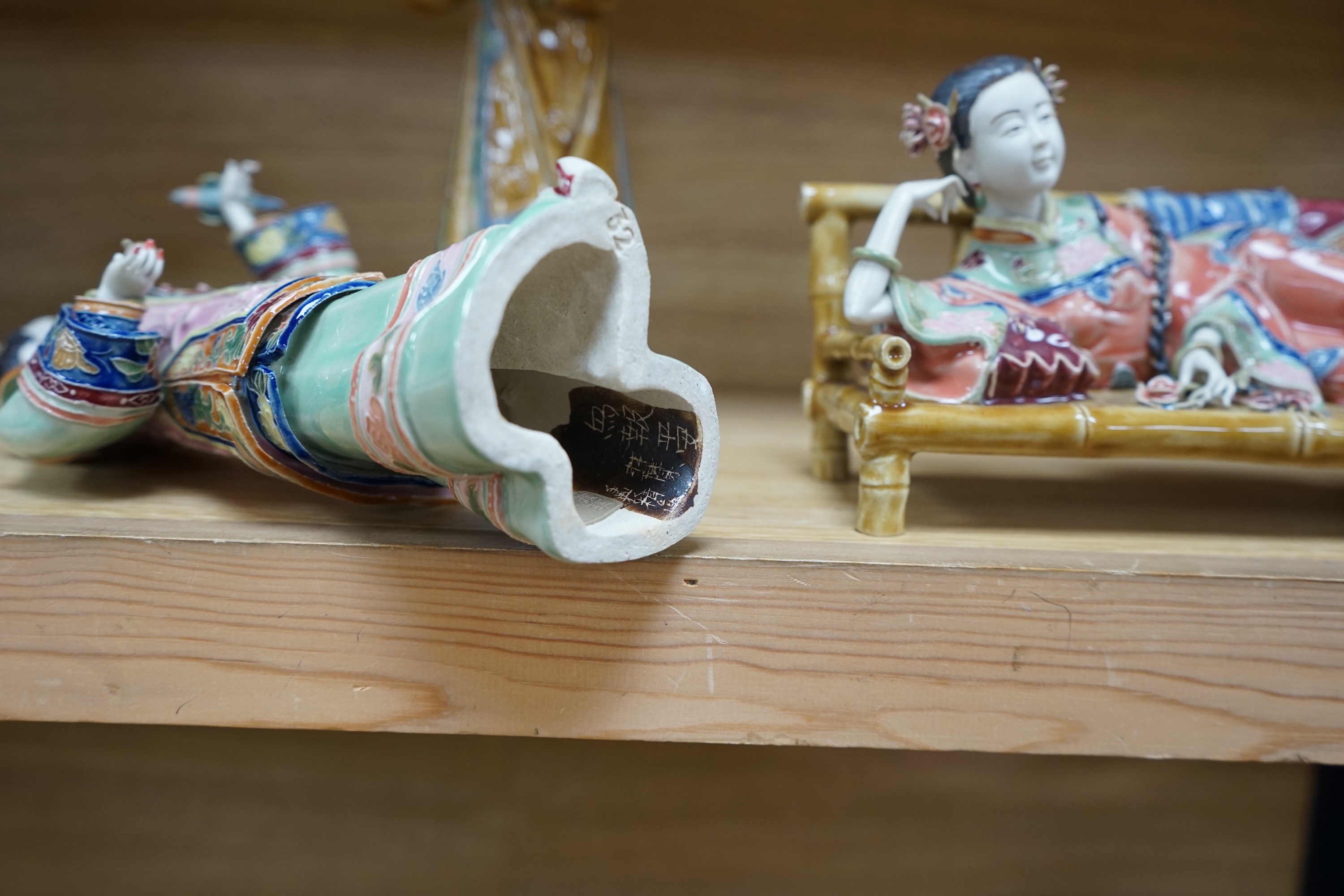 Four Chinese porcelain figures of ladies, tallest 31.5cm. Condition - good.